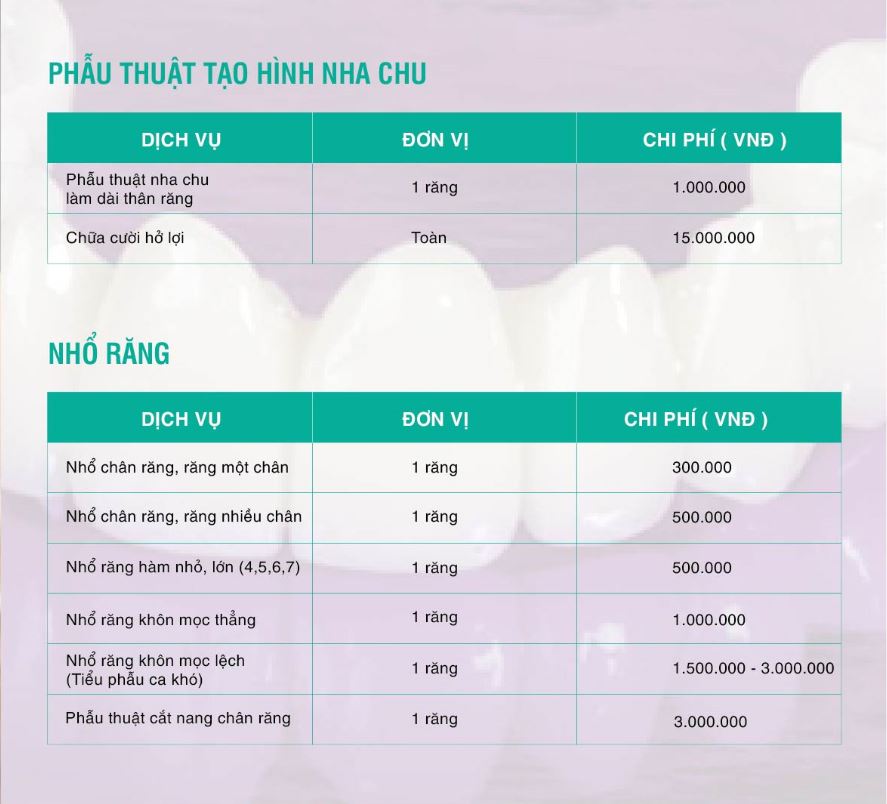 Bảng Giá Nha Khoa 5 Sao Hà Nội -3